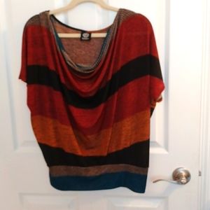 Soft and Silky Ladies Top.  Wide Stripes.  Size Medium